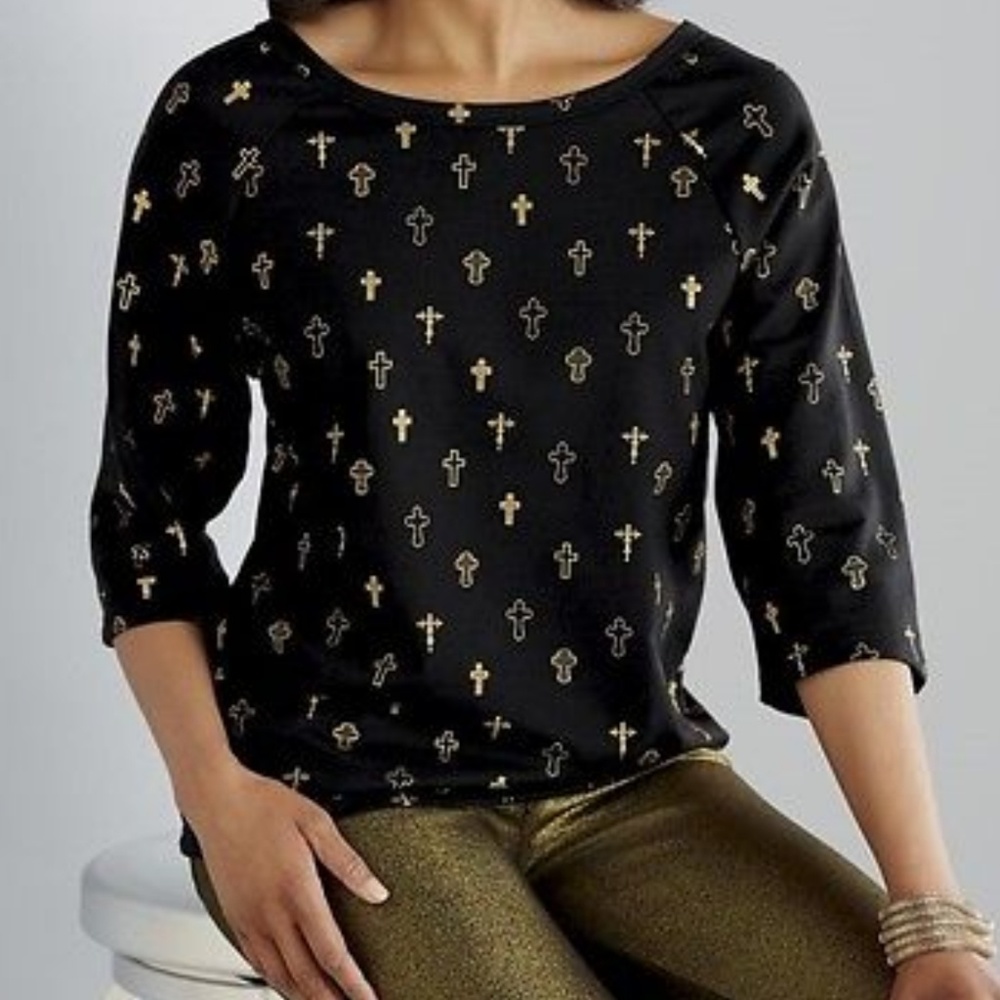 Black & Gold Cross Ashro Brand Top